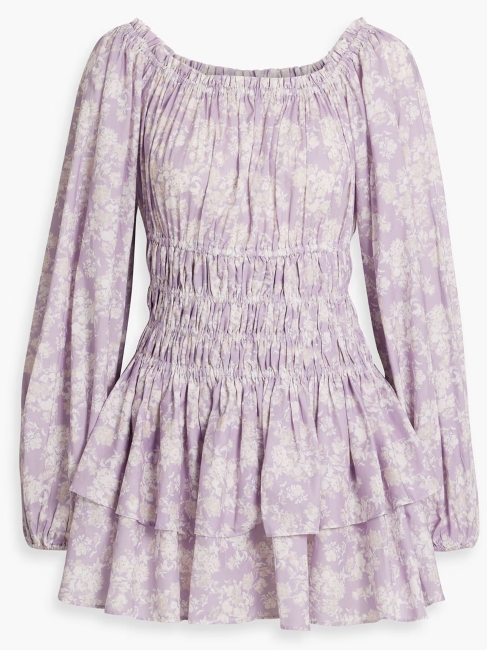 Caroline constas mini floral off shoulder shirred dress